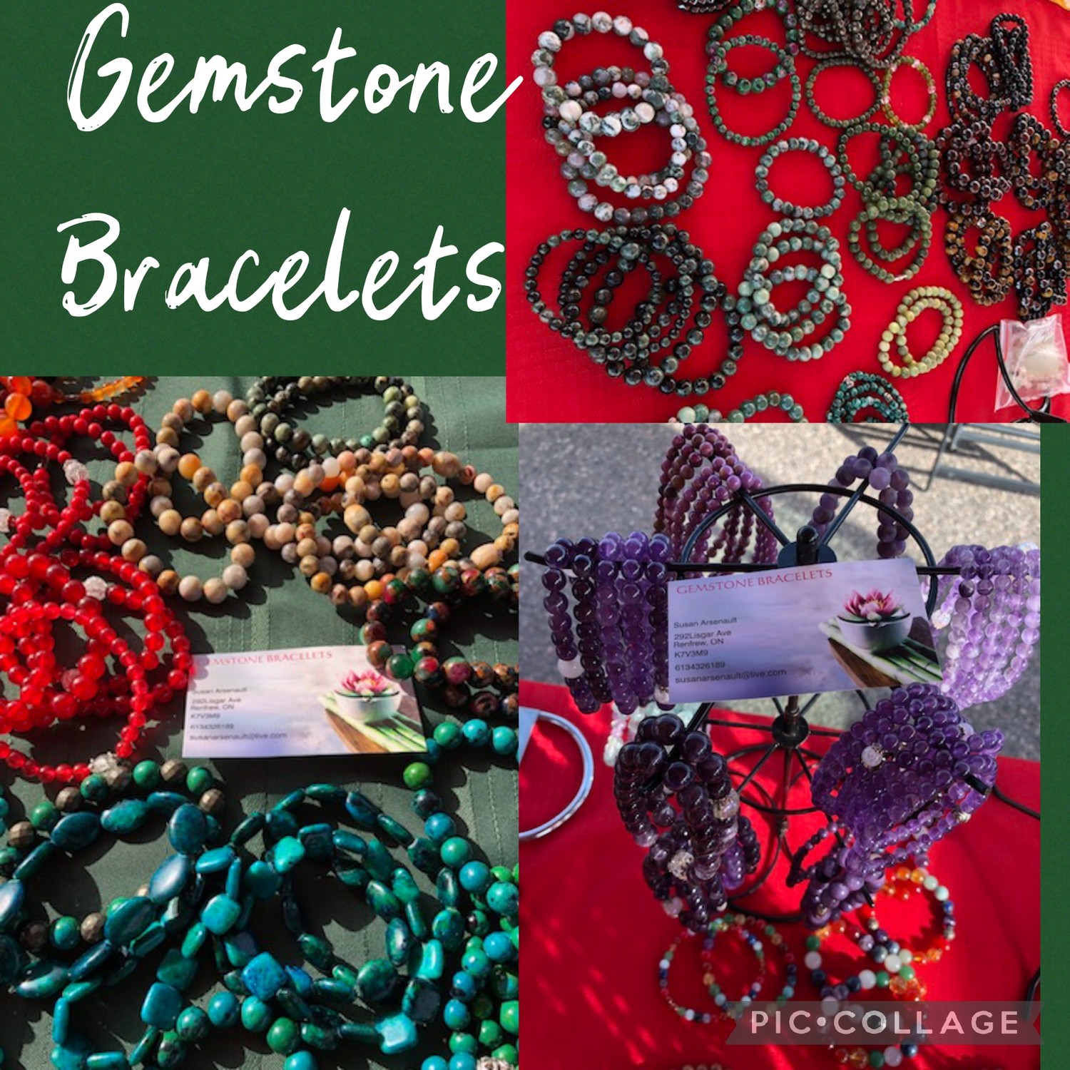 Gemstone Bracelets 
Semi Precious Stones for everyone handmade by Suesan Arsenault